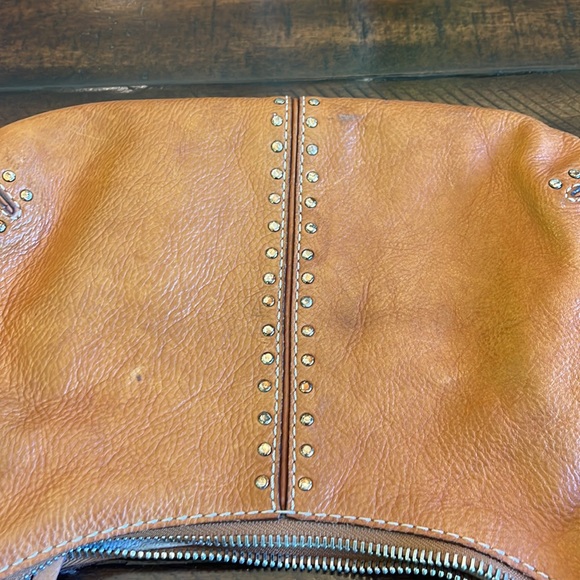 VTG MICHAEL KORS Camel Brown Leather Studded Boho Hippie Shoulder Bag Purse - Picture 16 of 16